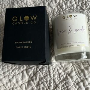 NWT Glow Candle Co. Lemon & Lavender Soy Candle - 70 Hrs, 14 Oz., Hand Poured
